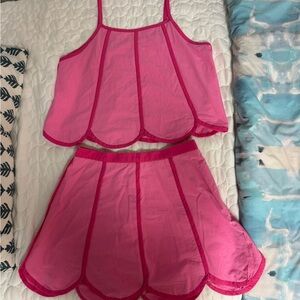 TCEC Bright Pink Scalloped Hem Two-Piece Set